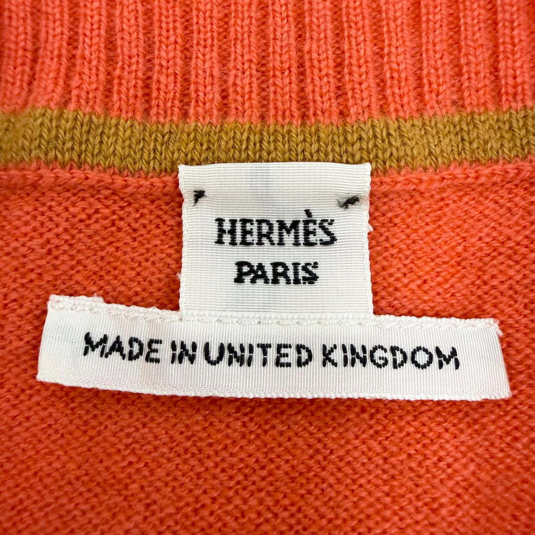 Excellent HERMES Short sleeve knit H-lift Top Orange cashmere Women 34 07-7700