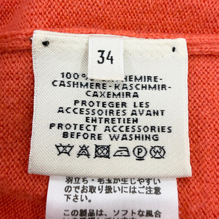 Excellent HERMES Short sleeve knit H-lift Top Orange cashmere Women 34 07-7700