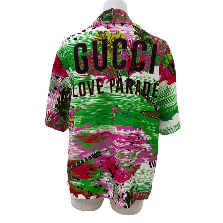 Excellent GUCCI Short sleeve shirt Logo and all-over print design tops 36 703607