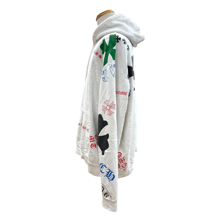 Good CHROME HEARTS hoodie Stencil print hooded pullover white cotton mens XL