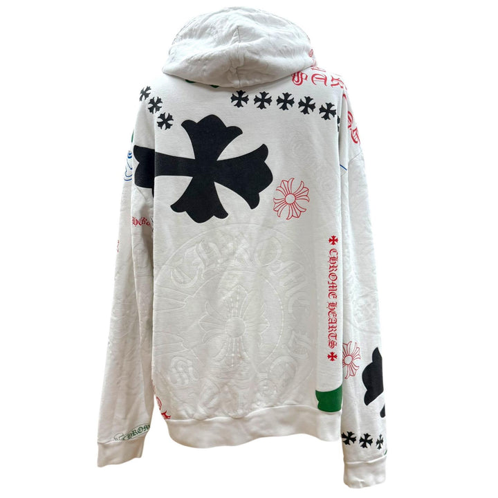 Good CHROME HEARTS hoodie Stencil print hooded pullover white cotton mens XL