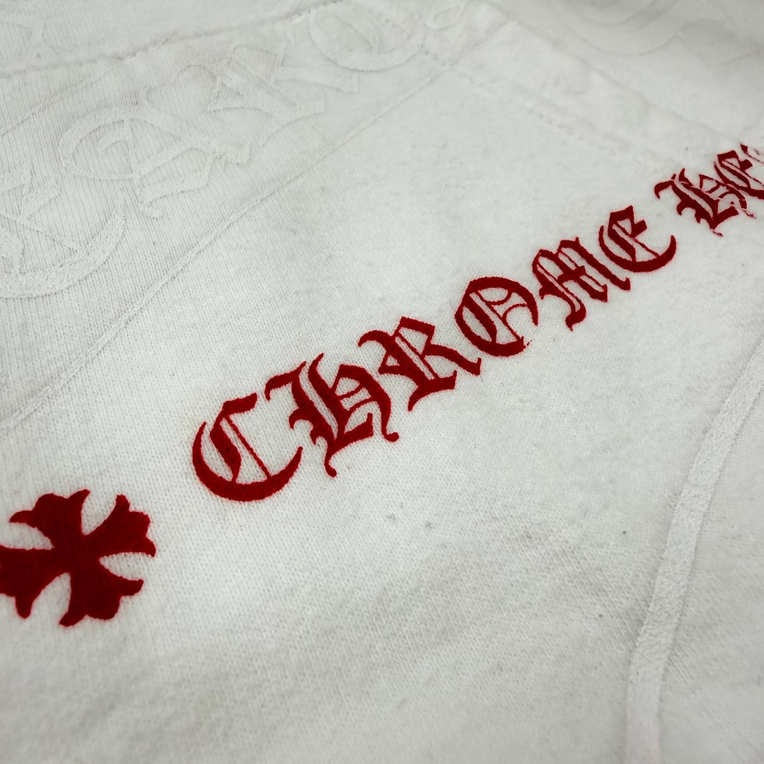 Good CHROME HEARTS hoodie Stencil print hooded pullover white cotton mens XL