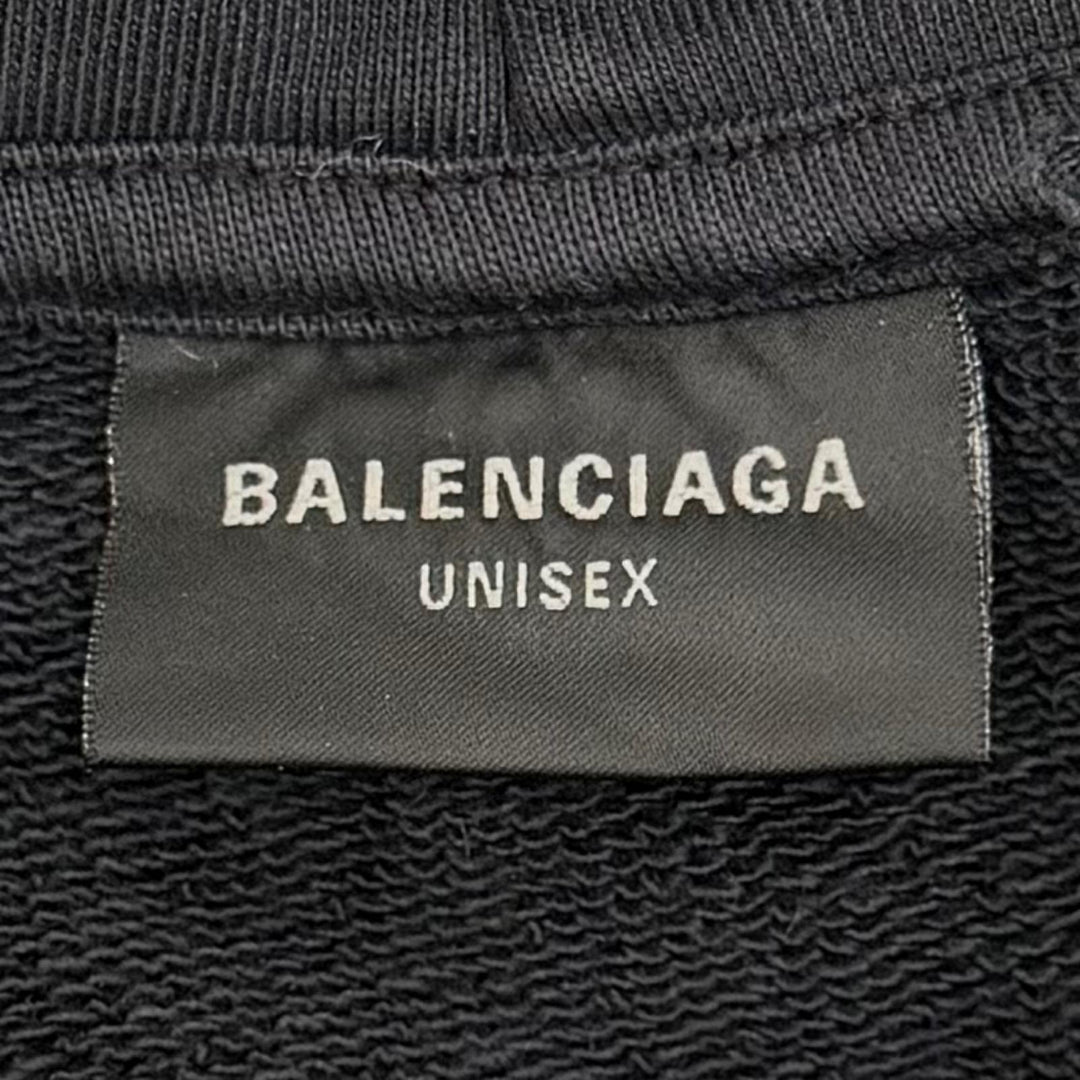 Great BALENCIAGA hoodie Black series cotton mens M 803265