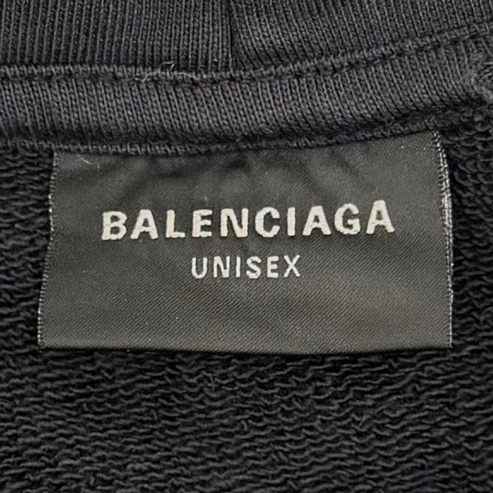 Great BALENCIAGA hoodie Black series cotton mens M 803265