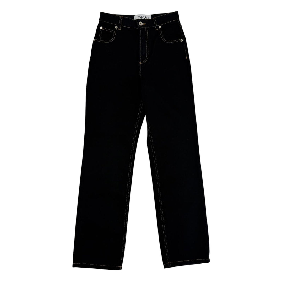 Great LOEWE Denim pants Anagram leather patch button fly Indigo 34 S359331XE3