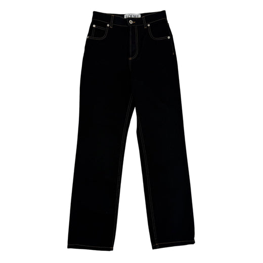 Great LOEWE Denim pants Anagram leather patch button fly Indigo 34 S359331XE3