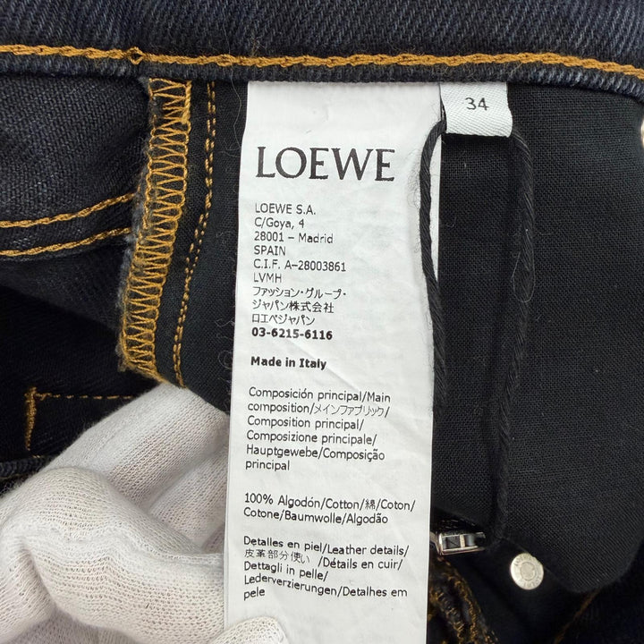 Great LOEWE Denim pants Anagram leather patch button fly Indigo 34 S359331XE3