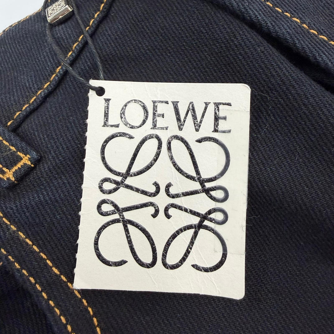Great LOEWE Denim pants Anagram leather patch button fly Indigo 34 S359331XE3