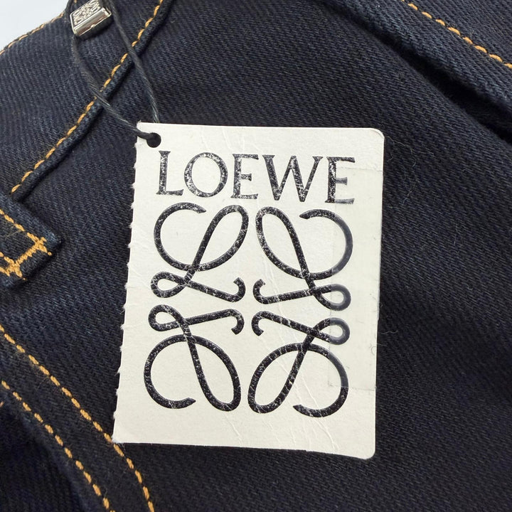 Great LOEWE Denim pants Anagram leather patch button fly Indigo 34 S359331XE3