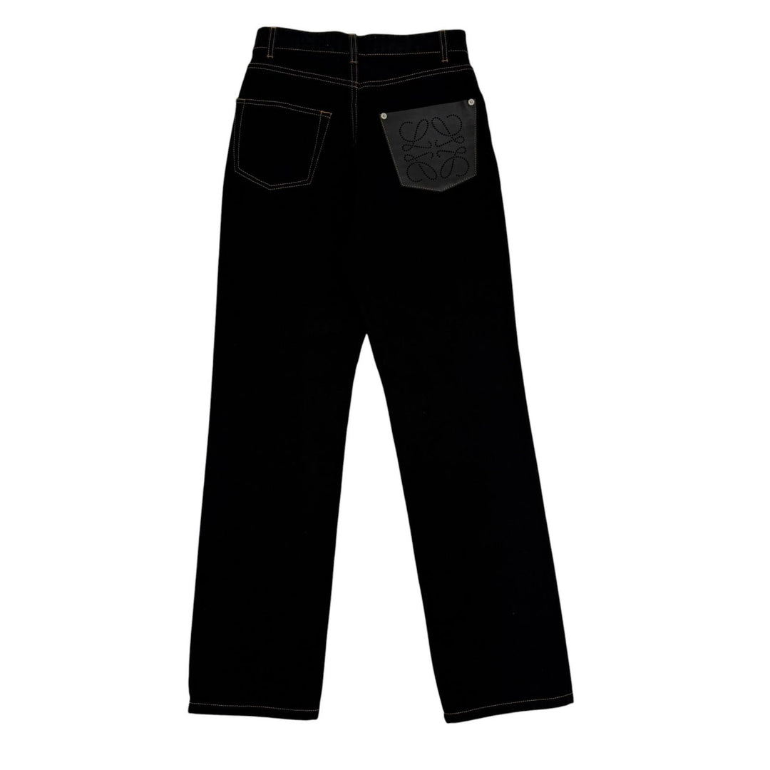 Great LOEWE Denim pants Anagram leather patch button fly Indigo 34 S359331XE3