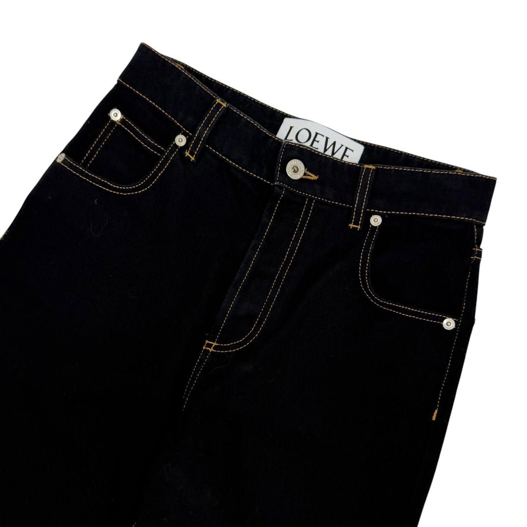 Great LOEWE Denim pants Anagram leather patch button fly Indigo 34 S359331XE3