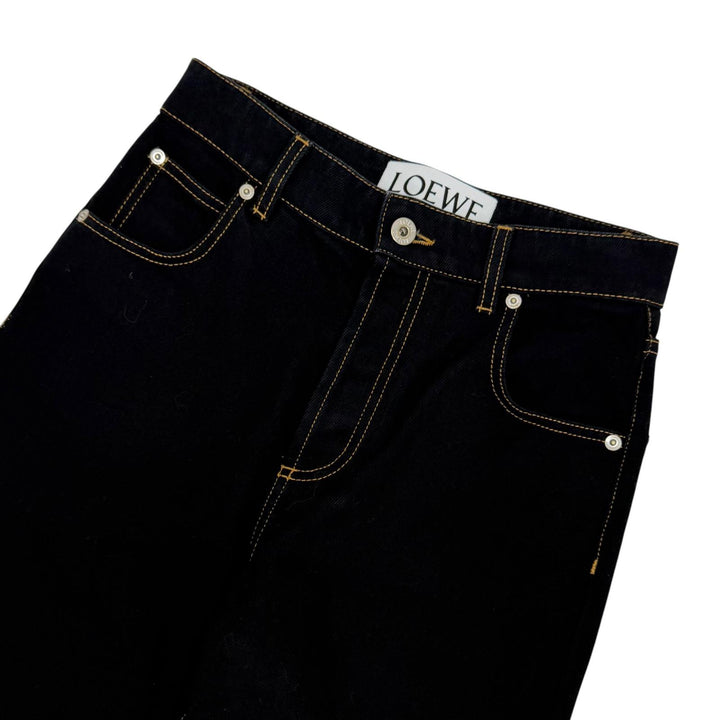 Great LOEWE Denim pants Anagram leather patch button fly Indigo 34 S359331XE3