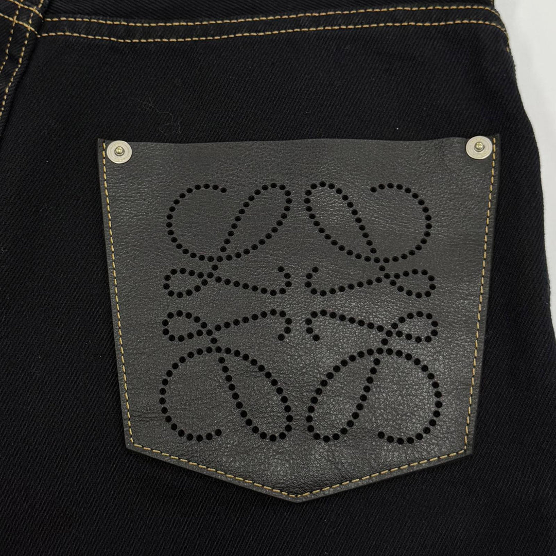 Great LOEWE Denim pants Anagram leather patch button fly Indigo 34 S359331XE3