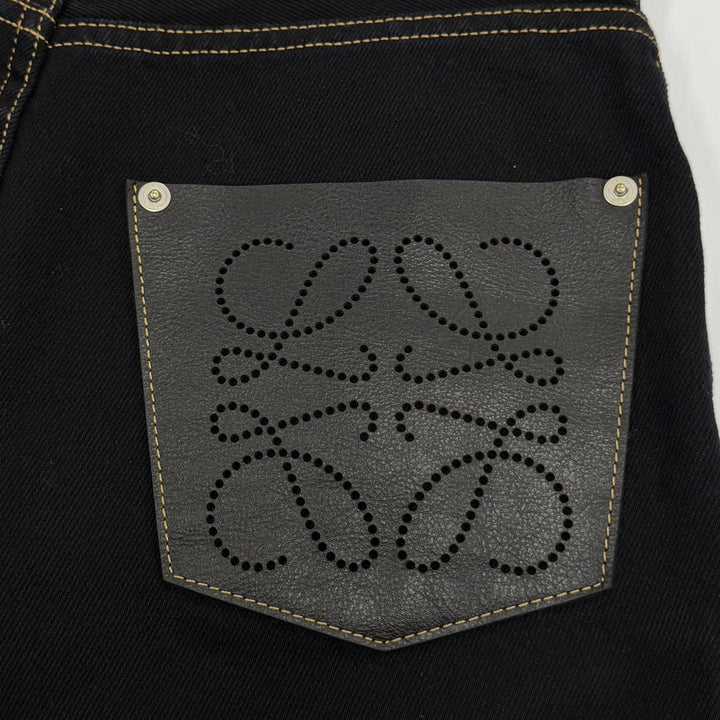 Great LOEWE Denim pants Anagram leather patch button fly Indigo 34 S359331XE3