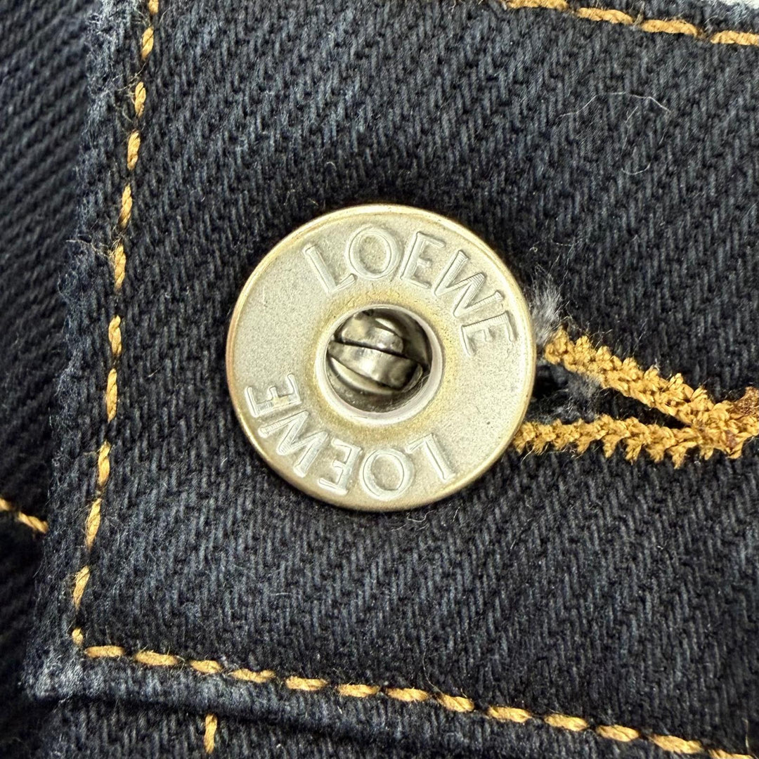 Great LOEWE Denim pants Anagram leather patch button fly Indigo 34 S359331XE3