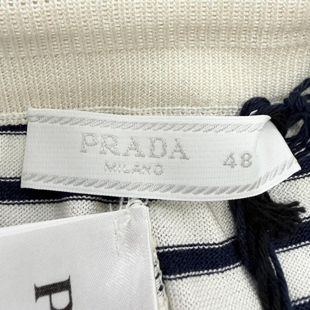 Pristine PRADA Shorts Border Pattern Triangle Logo Knit white silk