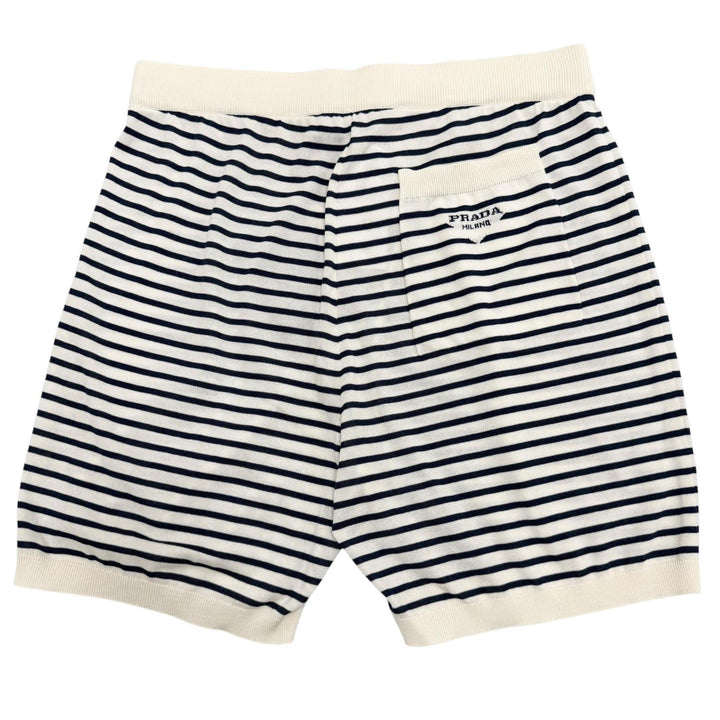 Pristine PRADA Shorts Border Pattern white silk mens 46 UMP120