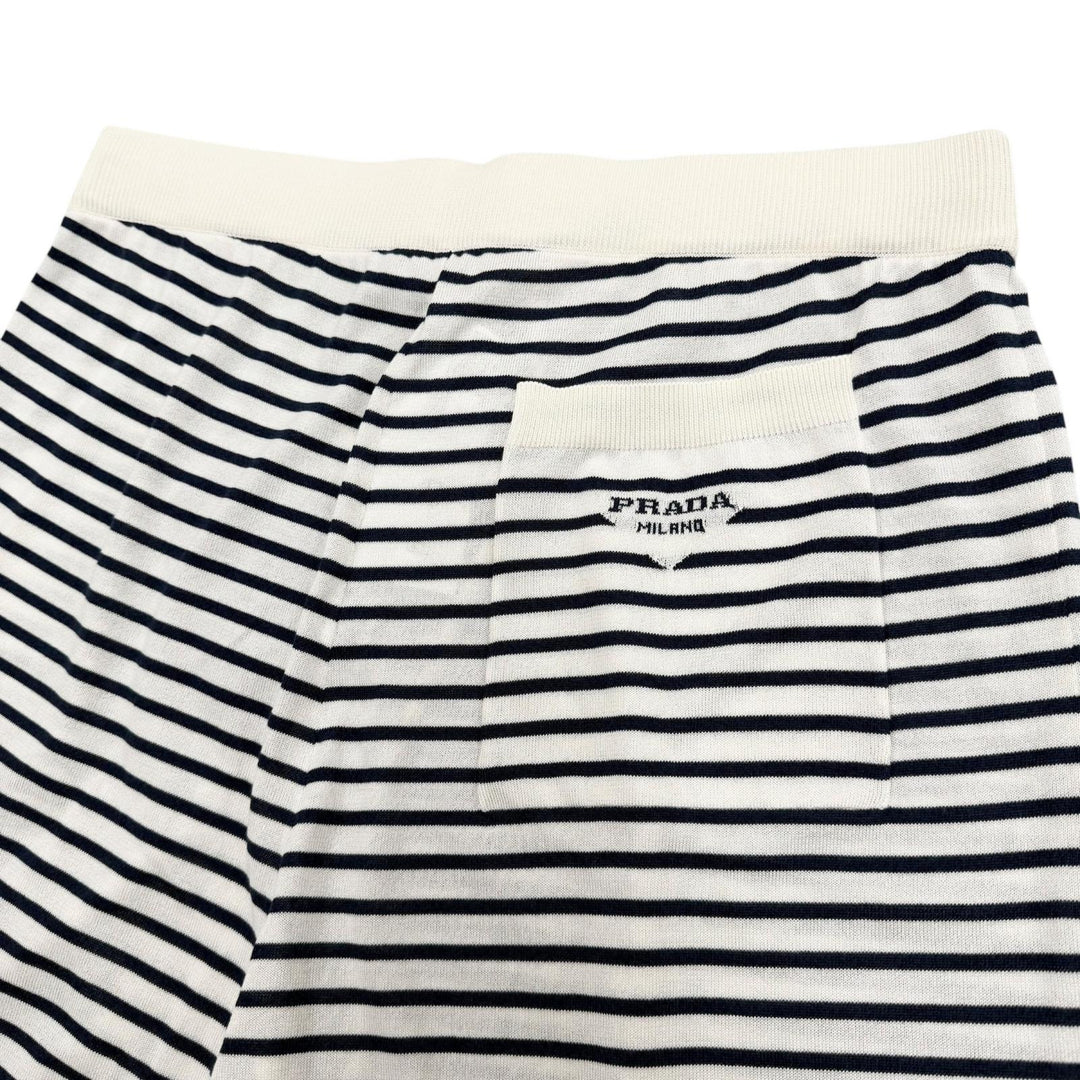 Pristine PRADA Shorts Border Pattern white silk mens 46 UMP120