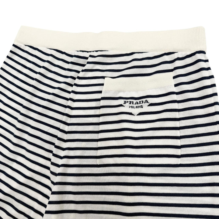 Pristine PRADA Shorts Border Pattern white silk mens 46 UMP120