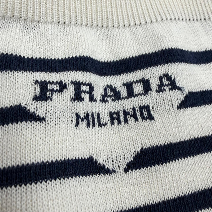 Pristine PRADA Shorts Border Pattern white silk mens 46 UMP120