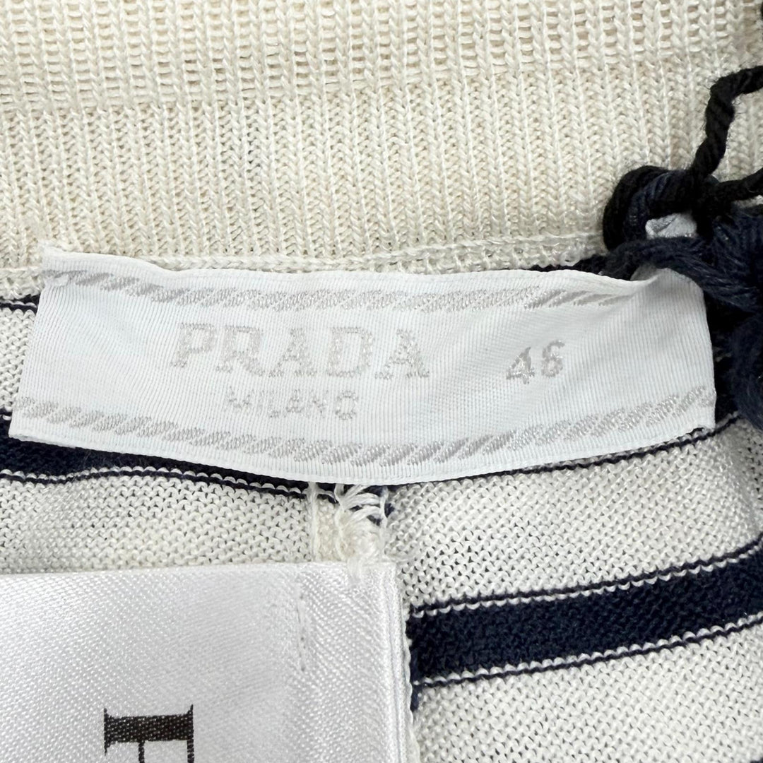 Pristine PRADA Shorts Border Pattern white silk mens 46 UMP120