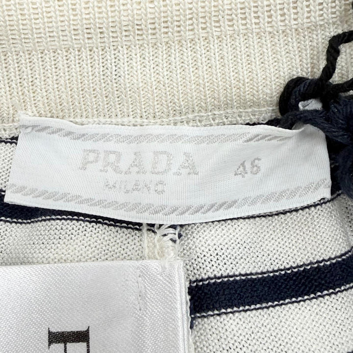 Pristine PRADA Shorts Border Pattern white silk mens 46 UMP120