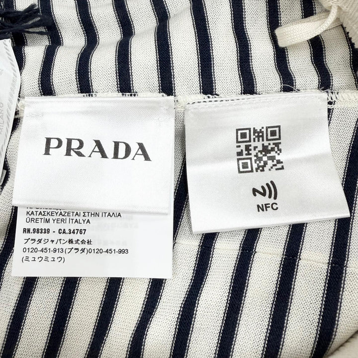 Pristine PRADA Shorts Border Pattern white silk mens 46 UMP120