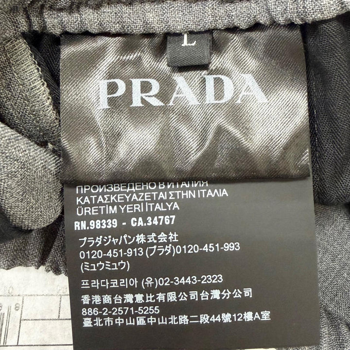 Pristine PRADA Pants Triangle Patch Chef Pants gray Virgin wool mens L SPH377