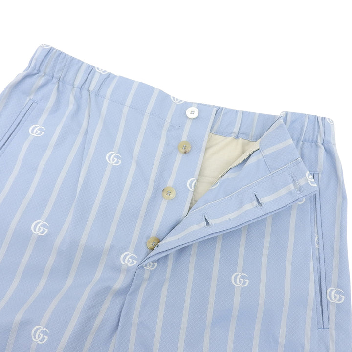 Excellent GUCCI Shorts Double G Stripe Light blue cotton mens 46 618597