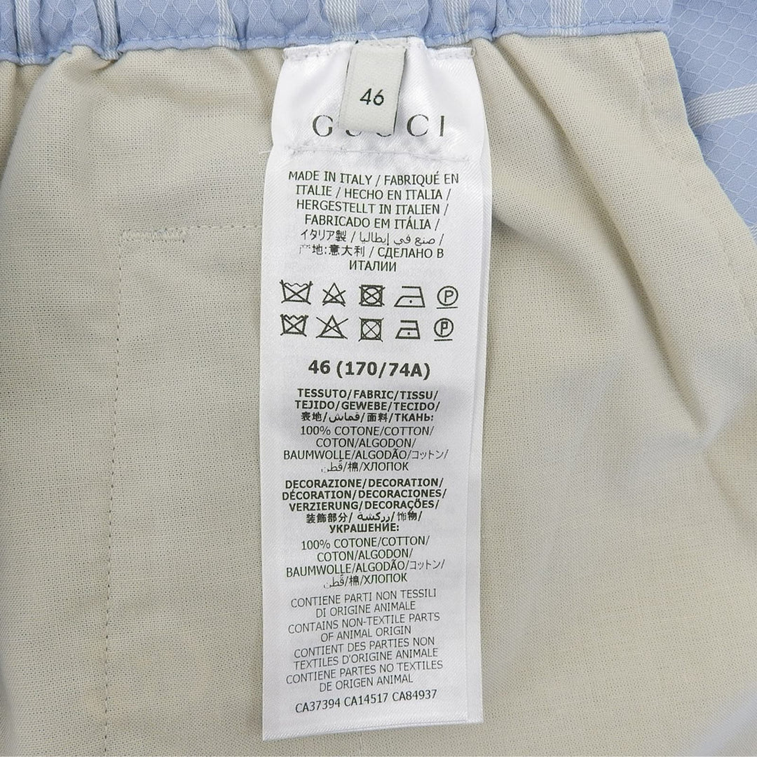 Excellent GUCCI Shorts Double G Stripe Light blue cotton mens 46 618597