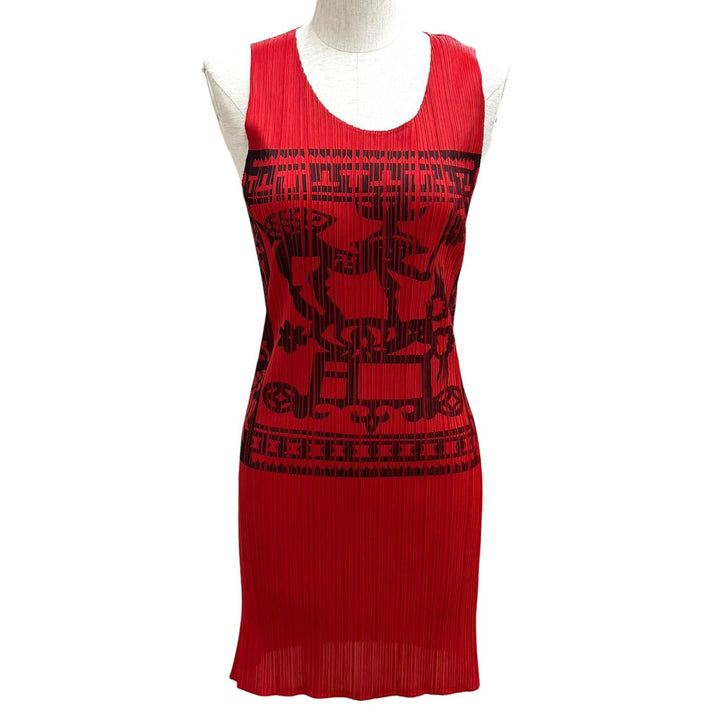 Great PLEATS PLEASE one piece Mural print sleeveless top polyester 3 PP86-JH819