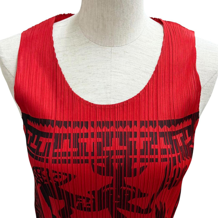 Great PLEATS PLEASE one piece Mural print sleeveless top polyester 3 PP86-JH819