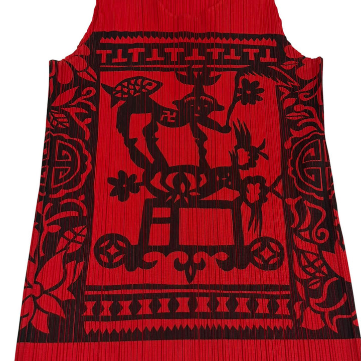 Great PLEATS PLEASE one piece Mural print sleeveless top polyester 3 PP86-JH819