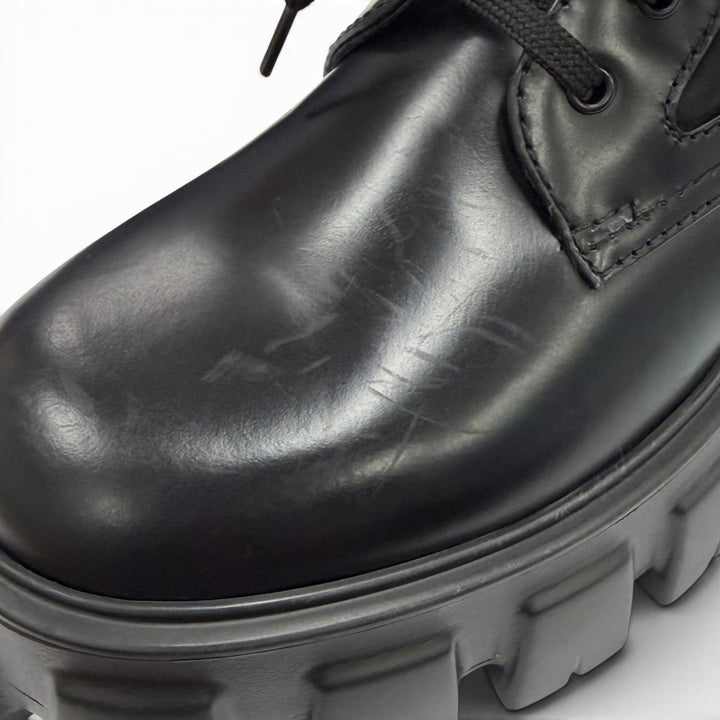 Pristine PRADA short boots monolith black Brushed leather Women 35.5 1T255M