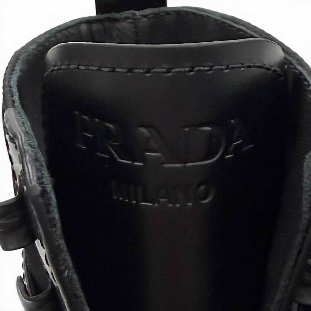 Pristine PRADA short boots monolith black Brushed leather Women 35.5 1T255M