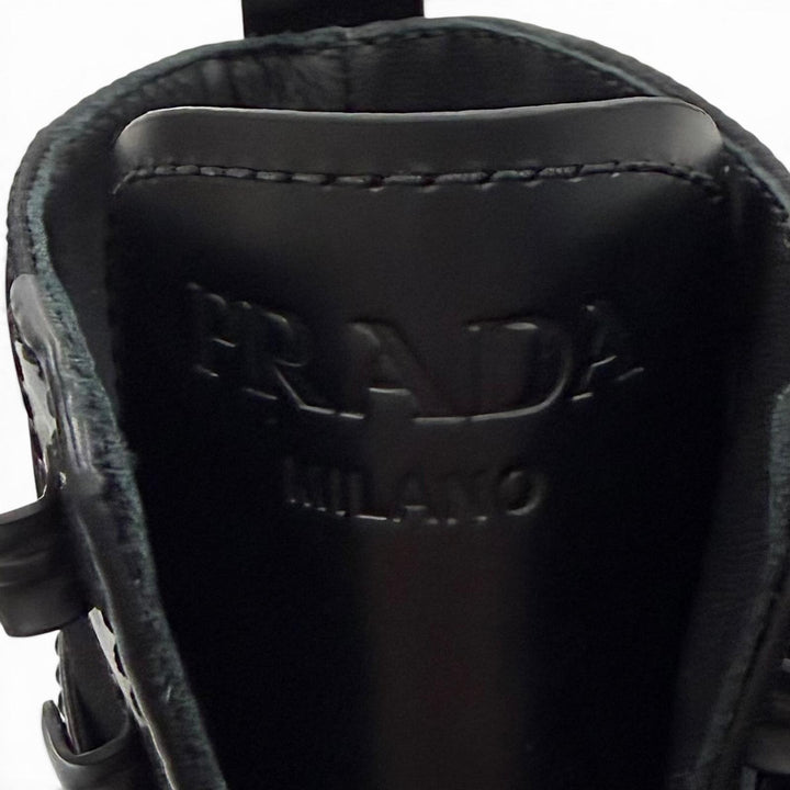 Pristine PRADA short boots monolith black Brushed leather Women 35.5 1T255M