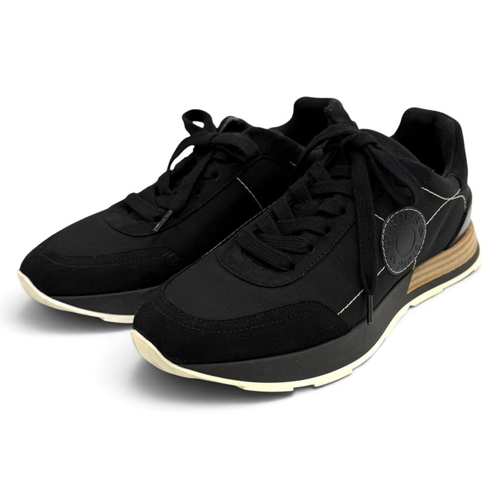 Great HERMES sneakers drive Leather logo patch lace-up black Women 35.5 212265Z