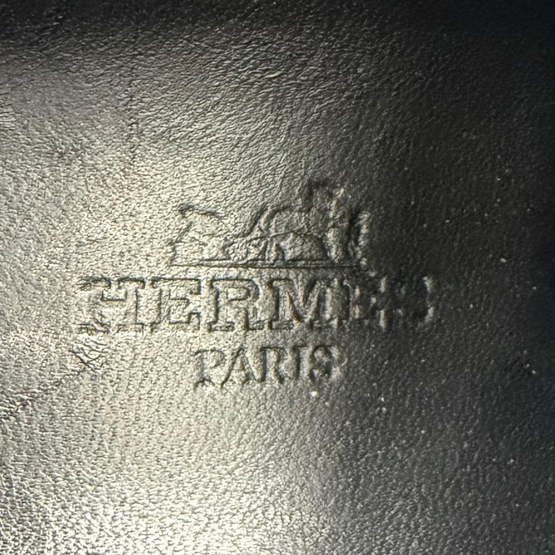 Great HERMES sneakers drive Leather logo patch lace-up black Women 35.5 212265Z