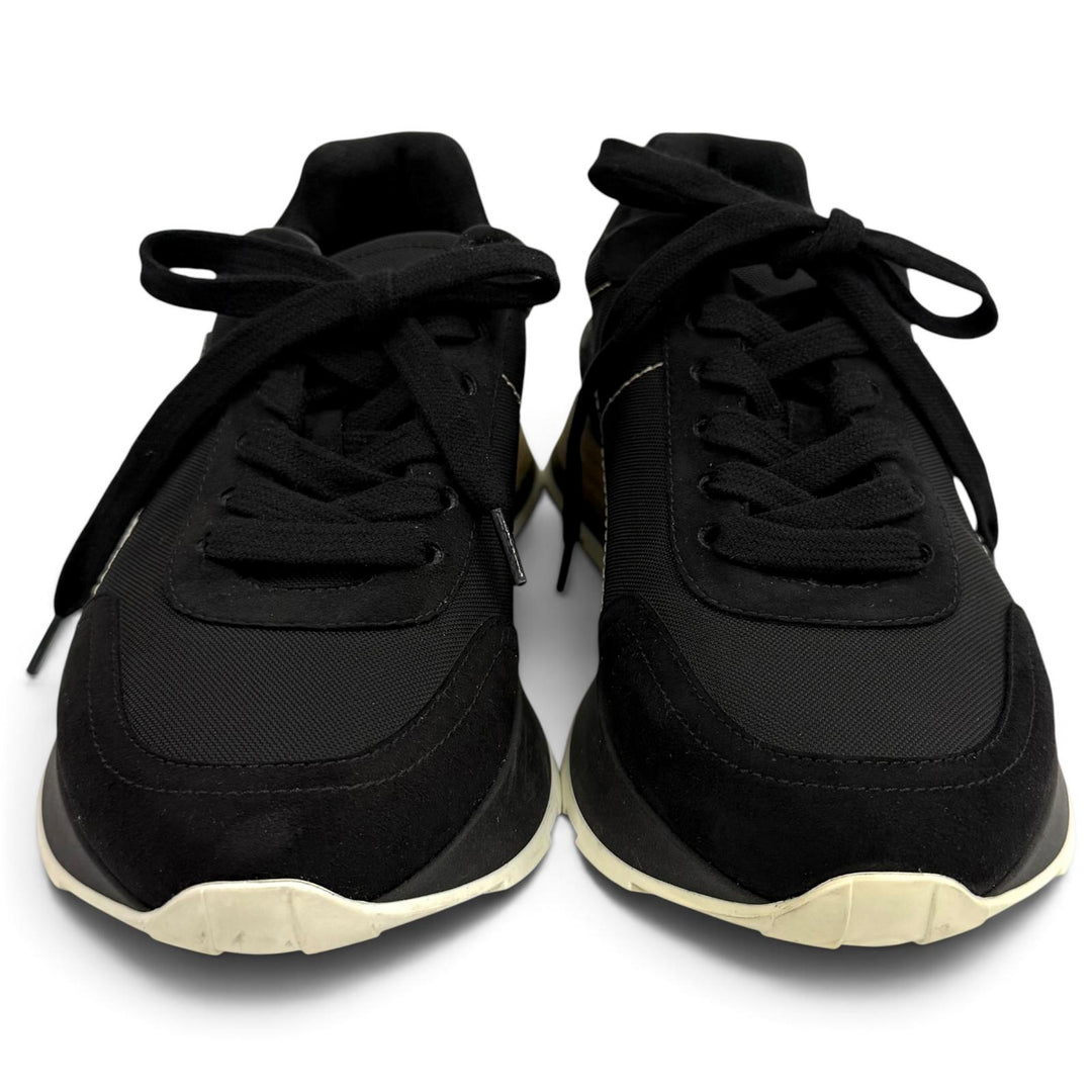 Great HERMES sneakers drive Leather logo patch lace-up black Women 35.5 212265Z