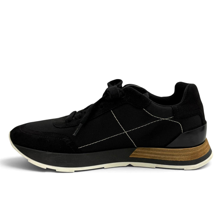Great HERMES sneakers drive Leather logo patch lace-up black Women 35.5 212265Z