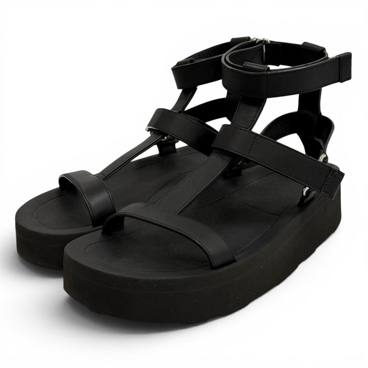 Great HERMES Sandals Enid Velcro Leather black leather Women 38 221033Z