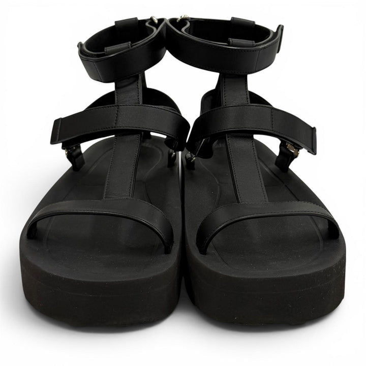 Great HERMES Sandals Enid Velcro Leather black leather Women 38 221033Z