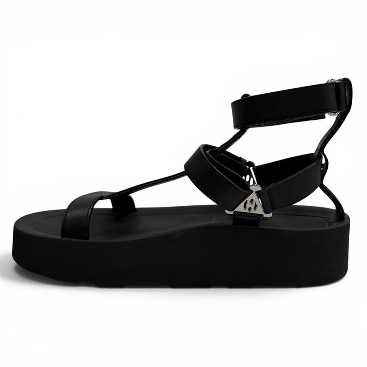 Great HERMES Sandals Enid Velcro Leather black leather Women 38 221033Z