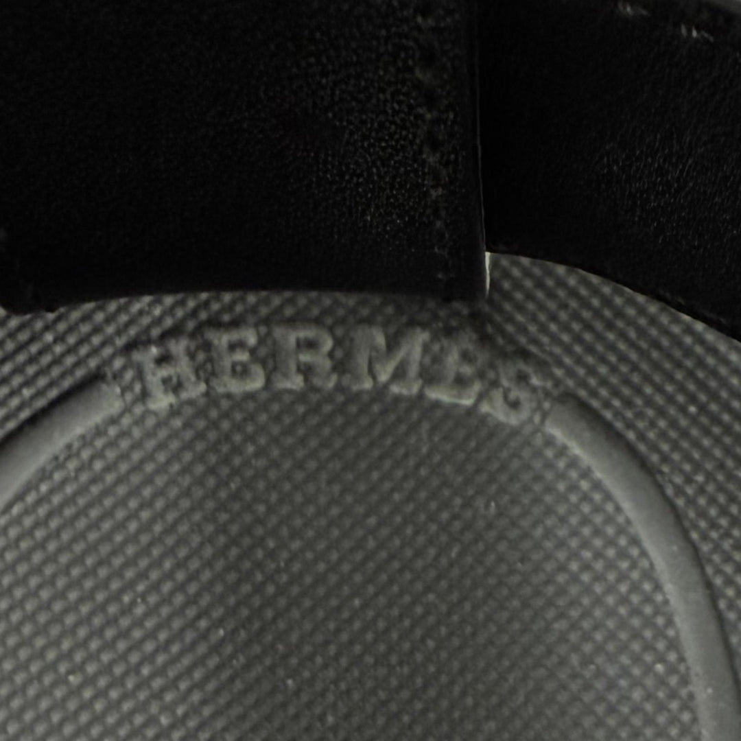 Great HERMES Sandals Enid Velcro Leather black leather Women 38 221033Z