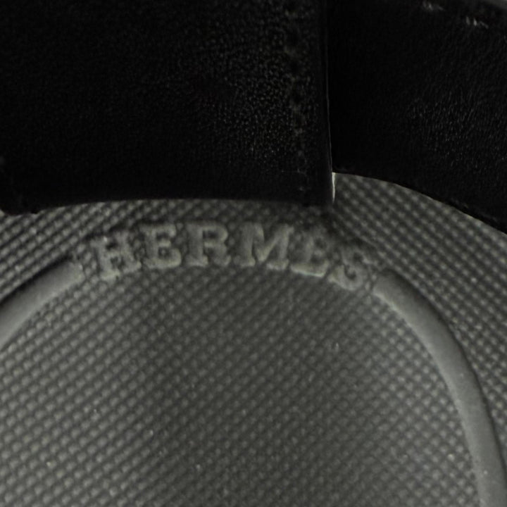 Great HERMES Sandals Enid Velcro Leather black leather Women 38 221033Z