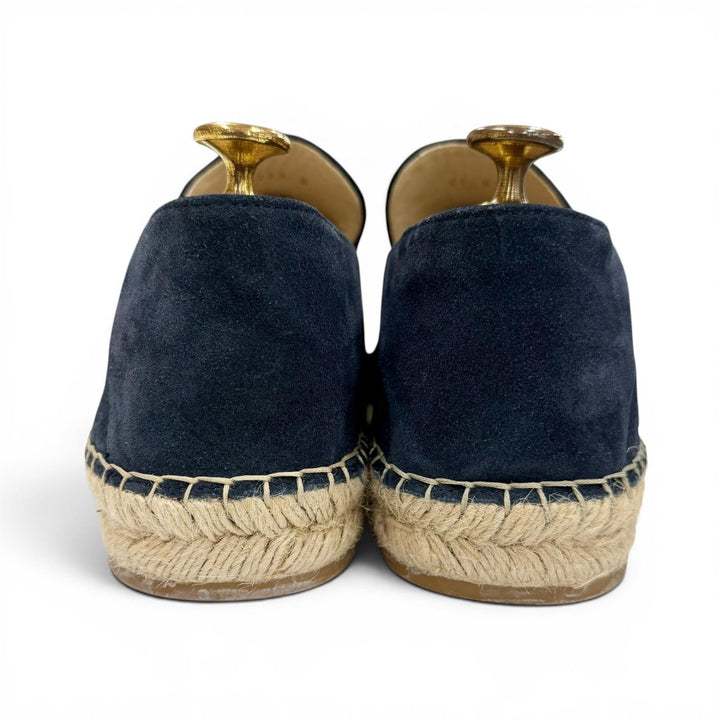 Pristine LOUIS VUITTON Slip-on Monogram espadrilles Navy Suede leather mens 8