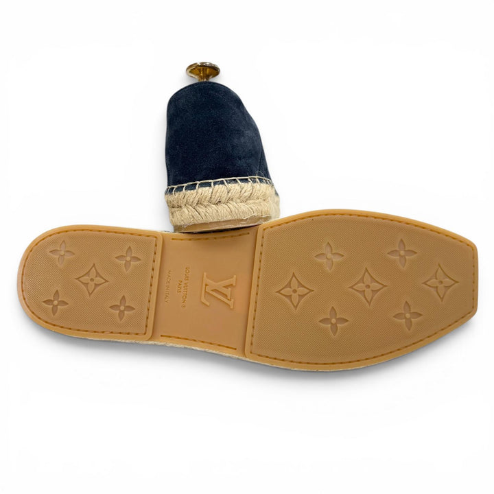 Pristine LOUIS VUITTON Slip-on Monogram espadrilles Navy Suede leather mens 8