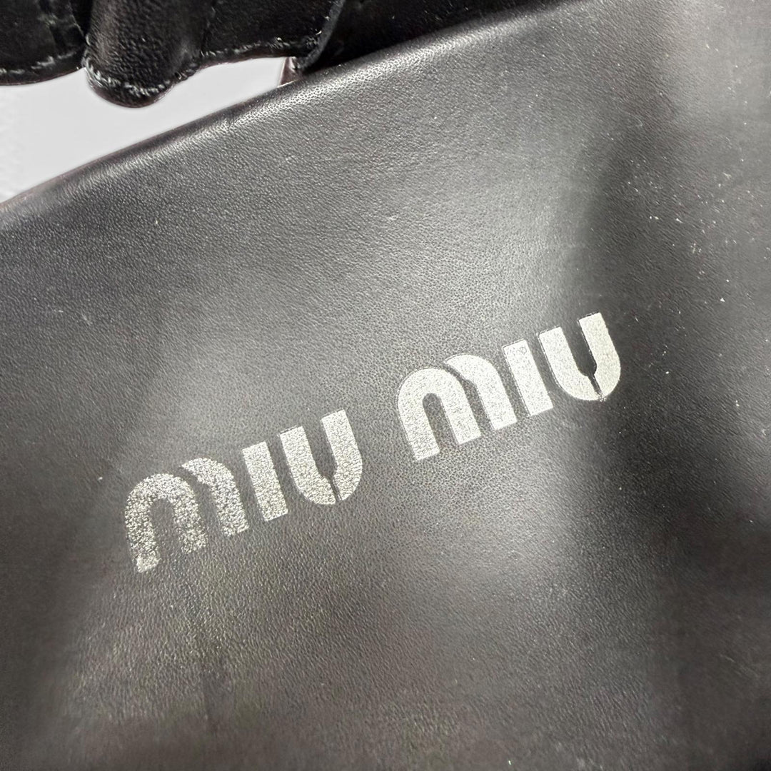 Great MIUMIU Sandals Chunky sole logo belt included black leather 36.5 5X251E