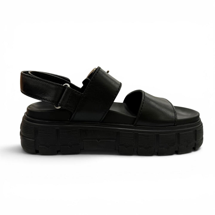 Great MIUMIU Sandals Chunky sole logo belt included black leather 36.5 5X251E