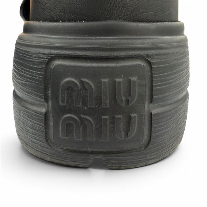 Great MIUMIU Sandals Chunky sole logo belt included black leather 36.5 5X251E